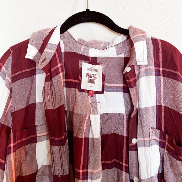 Red and White Plaid Flannel Top - Picture 5 of 5